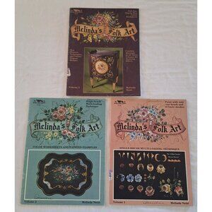 Melindas Folk Art Decorative Painting Book Set Vol 1 2 & 3 One Stroke Basics Lot